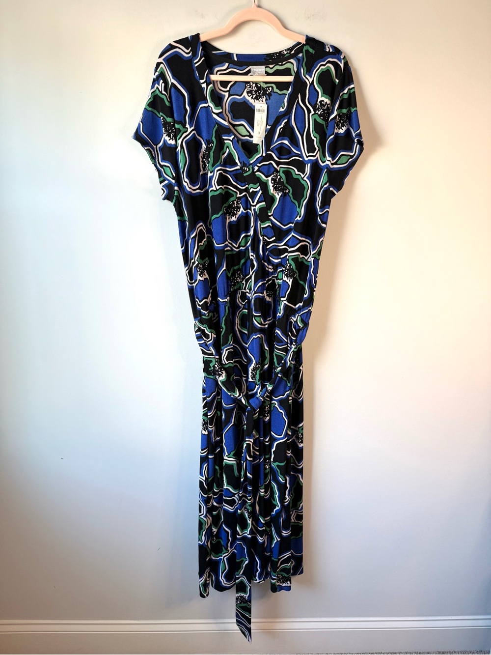 Chico’s Travelers Floral Wrap Maxi Dress Belted Cobalt Blue 3 16/18